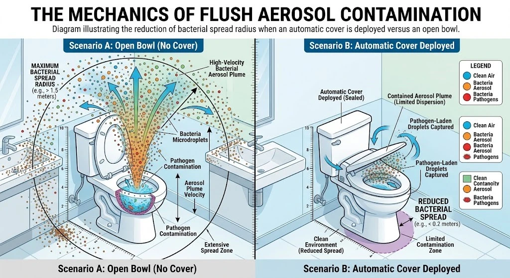 Bacterial spread reduction with automatic covers Bacterial spread reduction with automatic covers